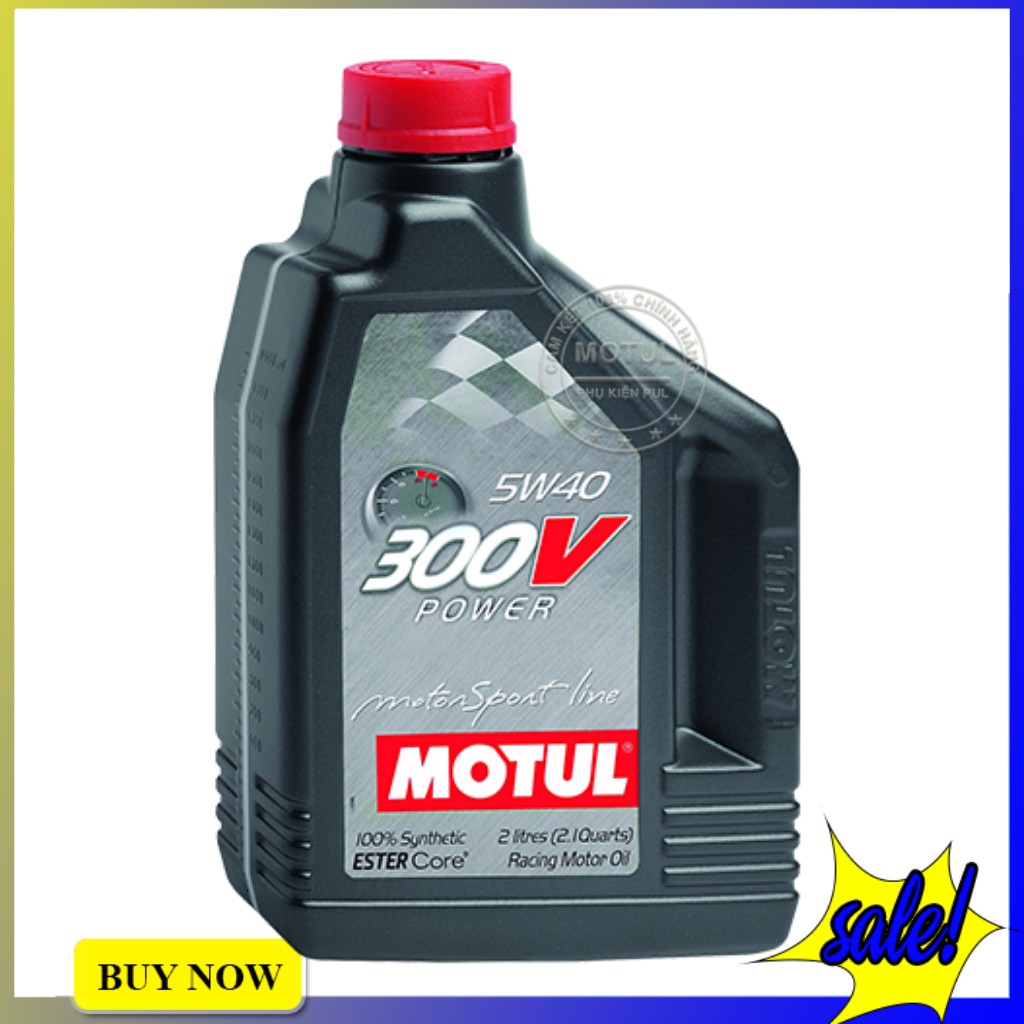 Nhớt Xe Hơi Động Cơ Xăn.g Motul 300V Power-Motosport Line 5W40 Bình 2 Lít