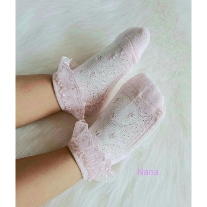 Vớ tất cổ ren Cotton mềm giãn bé gái