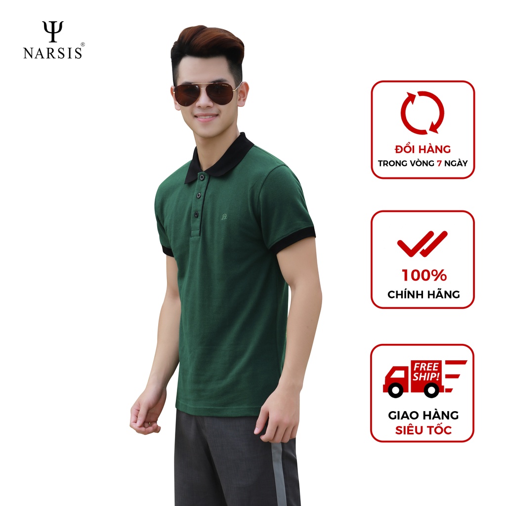 Áo thun nam Narsis D4016 màu xanh phối đen