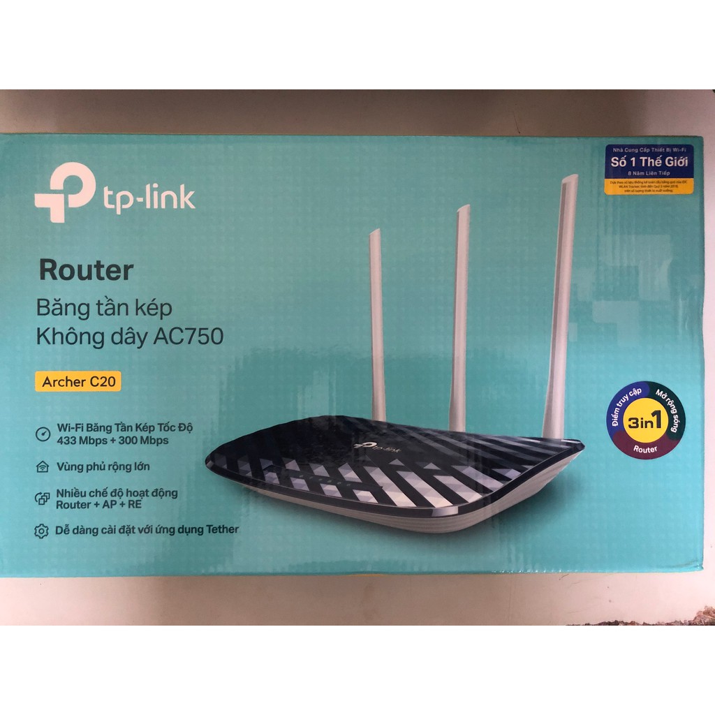 Router Wifi Băng Hai Băng Tần TP-Link Archer C20 AC750 - Hàng Chính Hãng