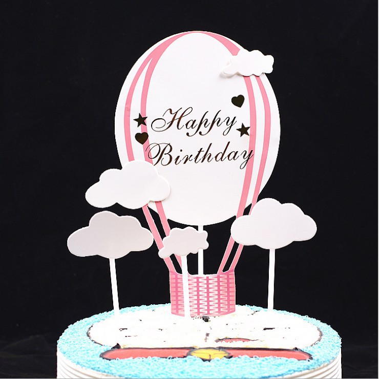 topper cắm bánh kem [FREESHIP] Set cắm giấy khinh khí cầu