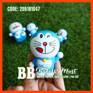 Bộ trang trí nhựa hình đô rê mon doreamon màu xanh 4 con