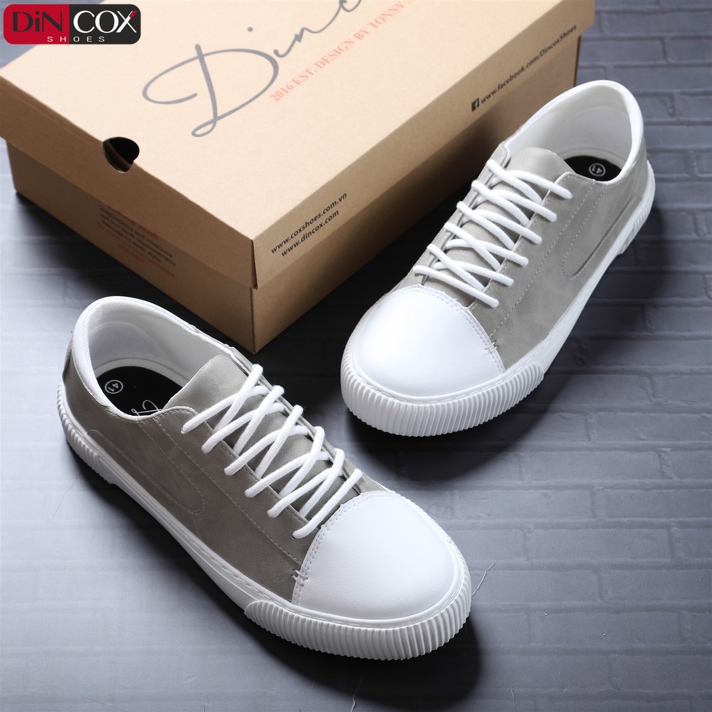Giày Sneaker Da Nam DINCOX D07 Tinh Tế Hiện Đại Grey/White