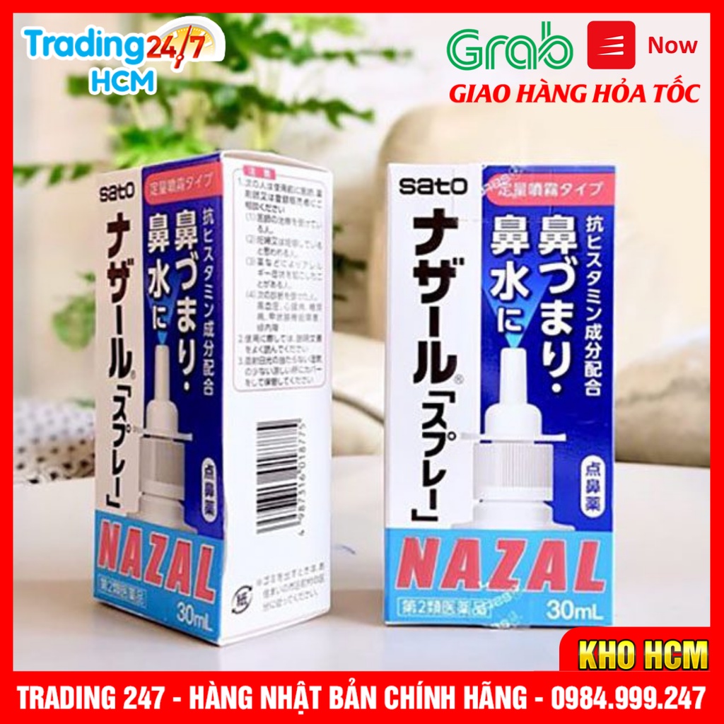 [Hỏa tốc HCM] Xịt xoang mũi , ngạt mũi Nazal Sato 30ml nội địa Nhật Bản