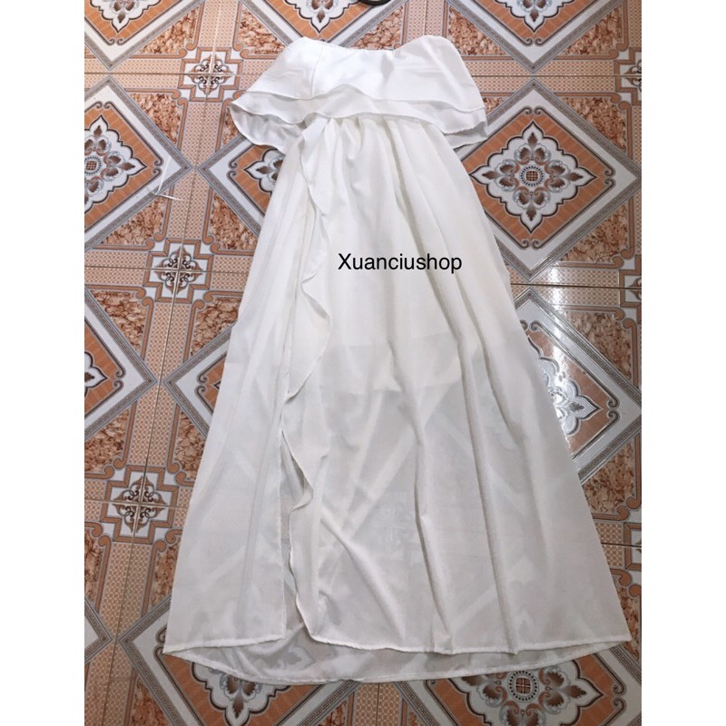 [Mã WAMT1505 giảm 10K đơn 0K] Đầm Trắng Xẻ Tà Phối Bèo,Maxi Đi Biển, kèm hình ảnh thật | BigBuy360 - bigbuy360.vn