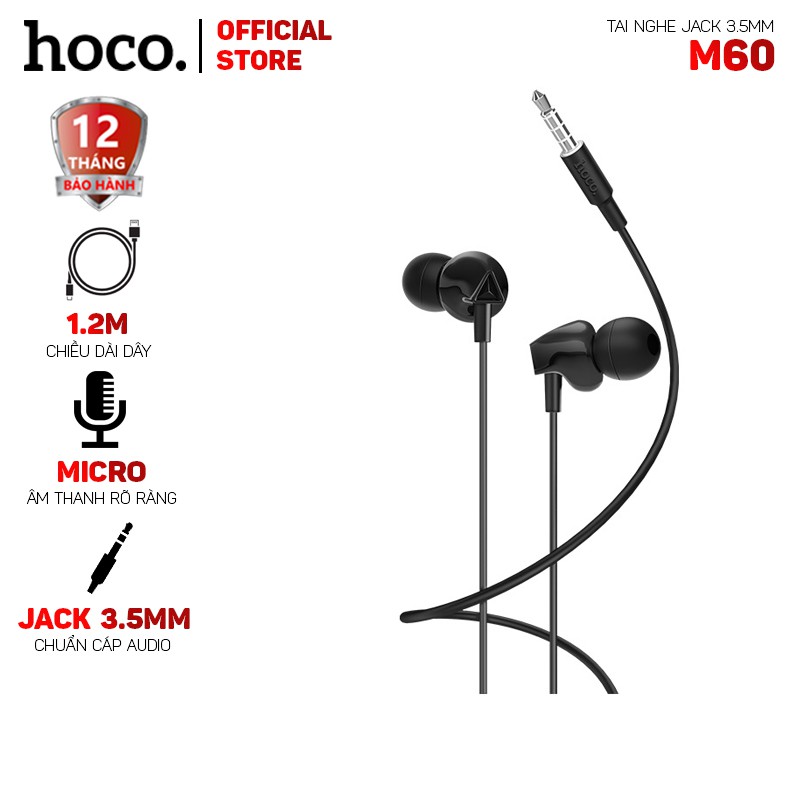 Tai nghe Hoco M60 dài 1.2m- Dành cho thiết bị hỗ trợ jack 3.5mm