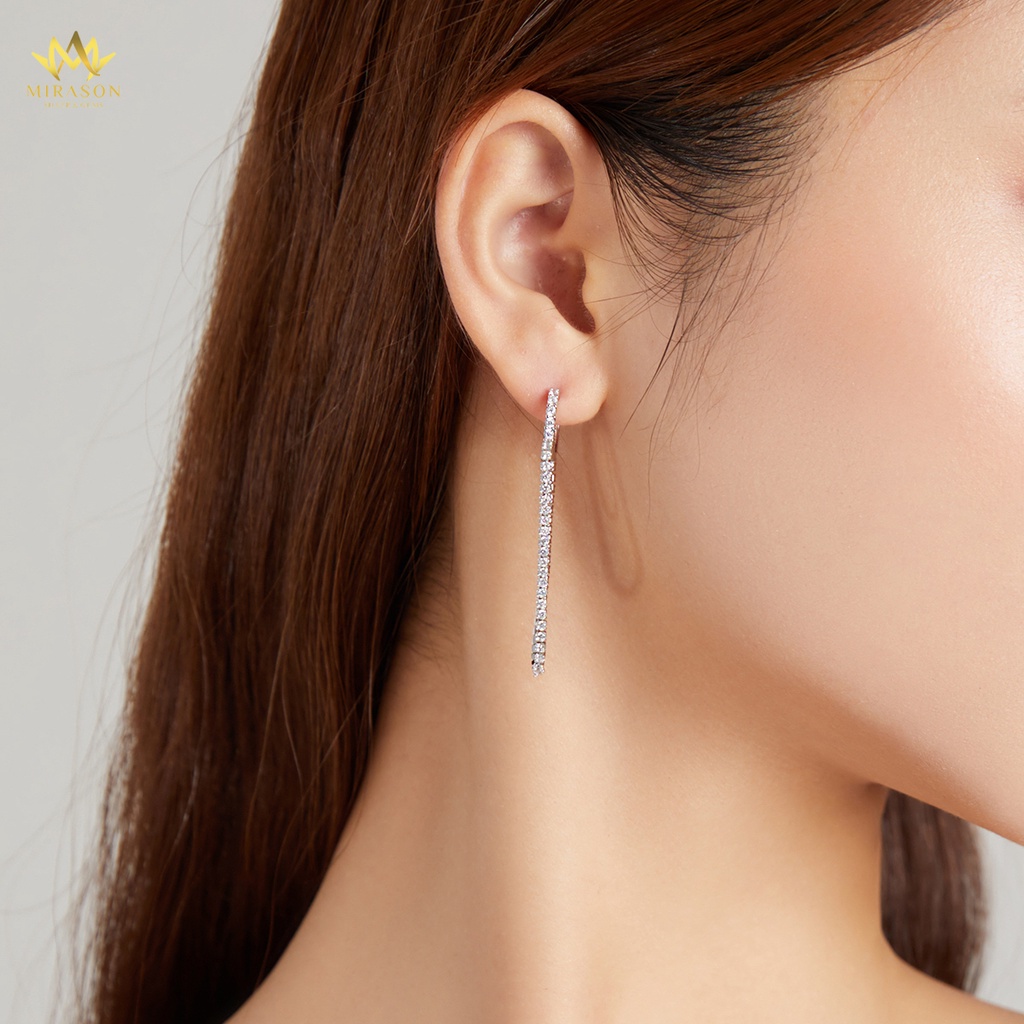 Khuyên Tai Bạc Nữ MIRASON 2 Dây Ngắn Dài Đính Đá Sang Trọng MBT249 - Bông Tai Nữ Bạc 925 Cao Cấp