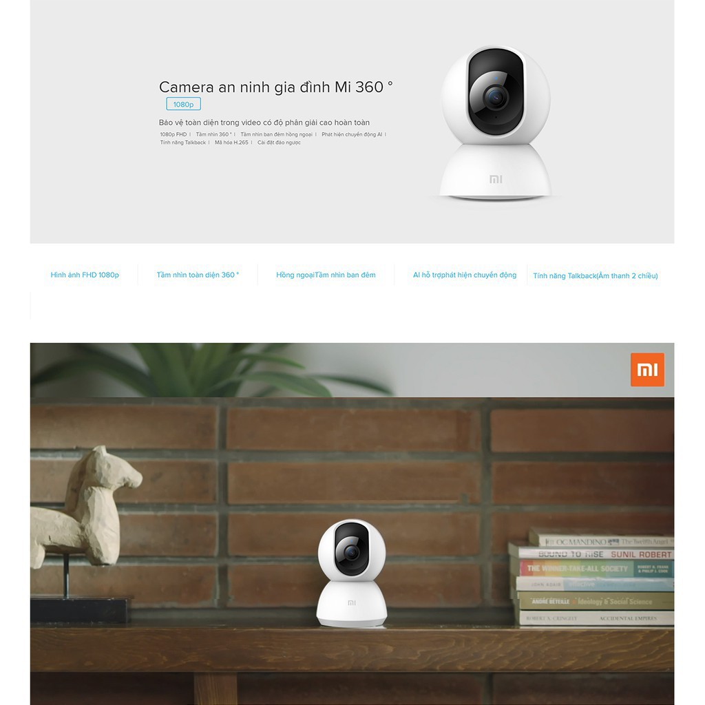 [BẢN QUỐC TẾ] Camera Xiaomi Mija Xoay 360 độ Ip 1080p góc 115 - DIGIWORD phân phối - (Nguyên seal - Không Có Củ sạc )