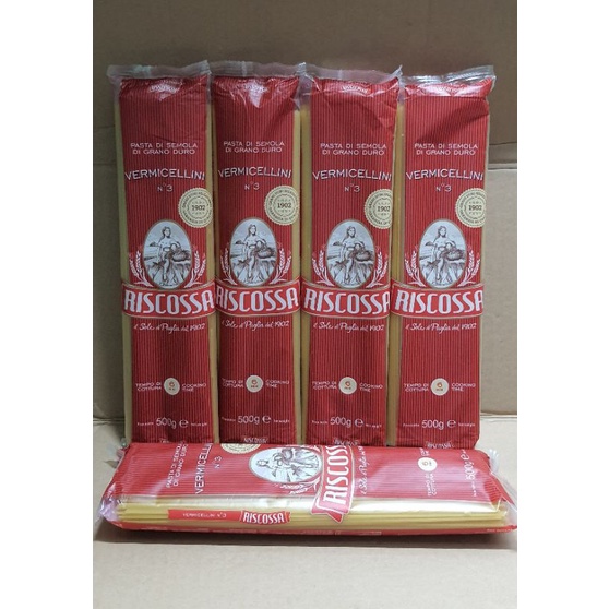 [NK từ Italy] Mỳ Ý số 3 RISCOSSA {Since 1902} Spaghetti / Pasta cao cấp gói 500gr  Hàng chính hãng (Nui đũa Ý = Mì đũa)