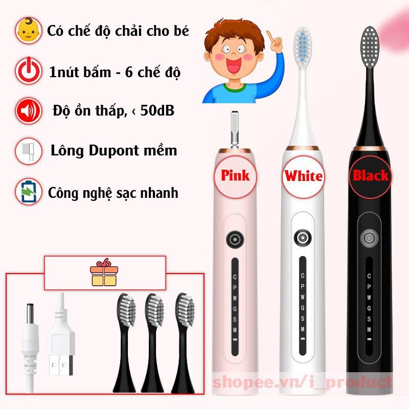 Bàn chải điện Sonic X7 bản cao cấp, Bàn chải đánh răng điện công nghệ châu Âu - Máy đánh răng tự động