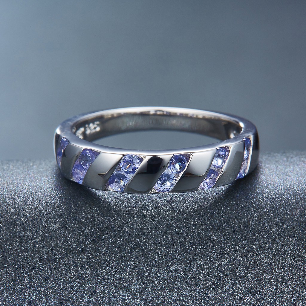 Nhẫn Mạ Bạc 925 Đính Đá Tanzanite Tự Nhiên
