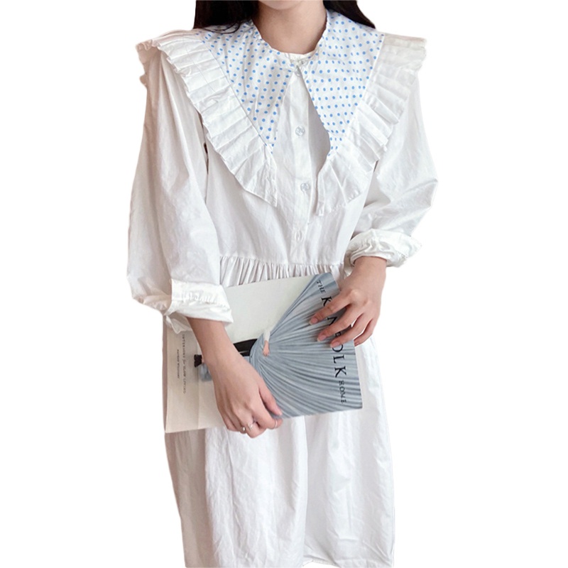 Cổ áo giả vải chiffon in họa tiết hoa dáng ngắn phối bèo thời trang lolita ngọt ngào cho nữ vào mùa hè | BigBuy360 - bigbuy360.vn