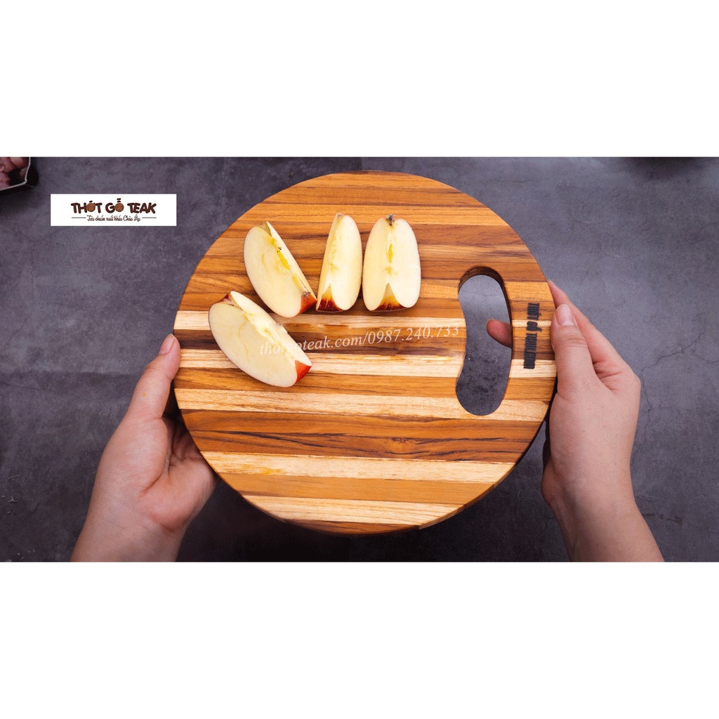 Thớt Gỗ Teak Cao Cấp - Cắt Thái, Trang Trí - 25x25x1,4cm - T01 | HTX DAO PHÚC SEN