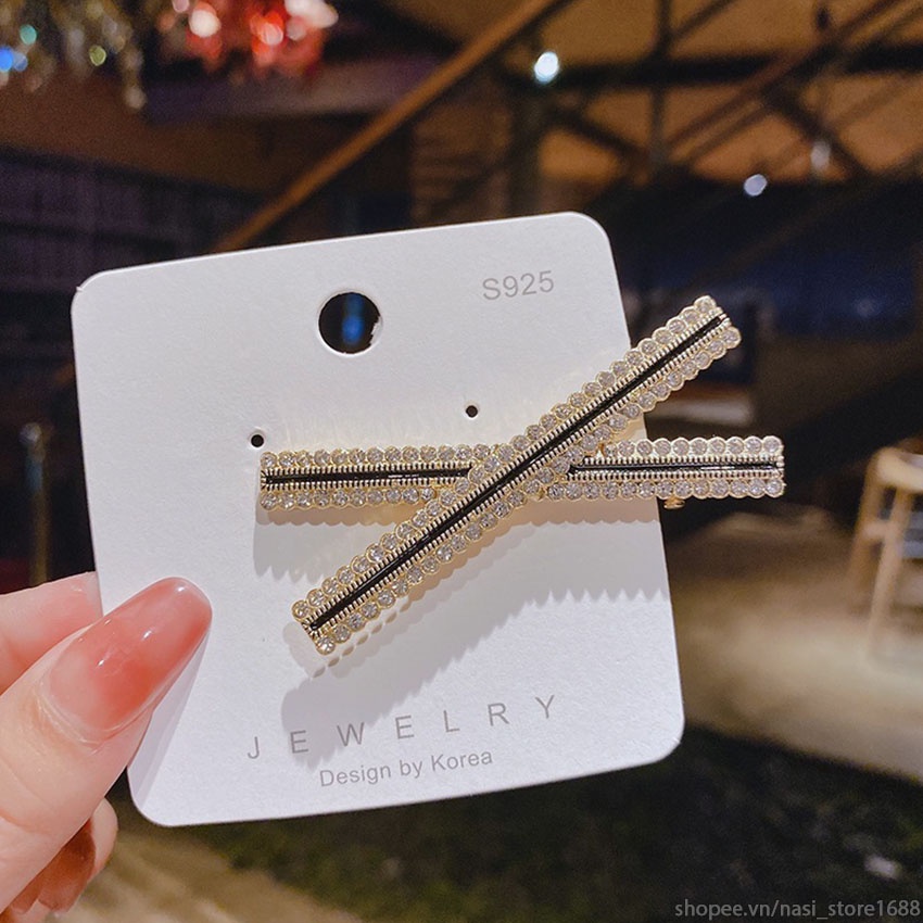 Kẹp tóc nữ chất liệu hợp kim cao cấp bền đẹp - kẹp tóc mái mẫu đẹp đính cườm sang trọng - NASI Store