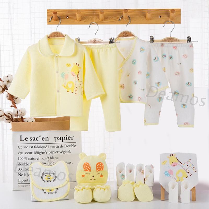 Bộ 18 Món Áo Quần Yếm Vải Cotton Giữ Ấm Cho Bé Sơ Sinh