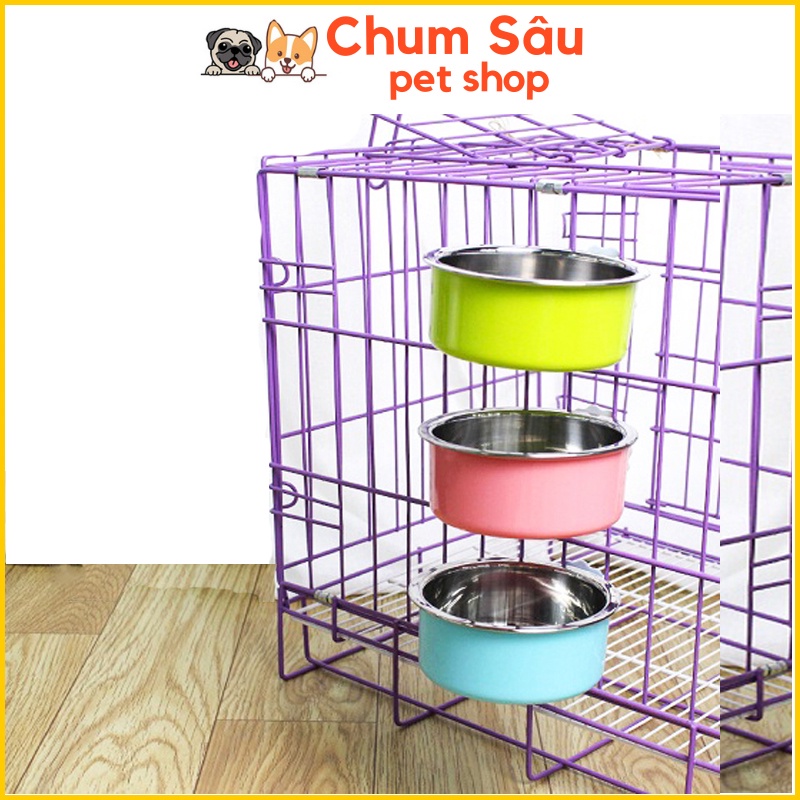 Bát ăn gắn chuồng cho chó mèo