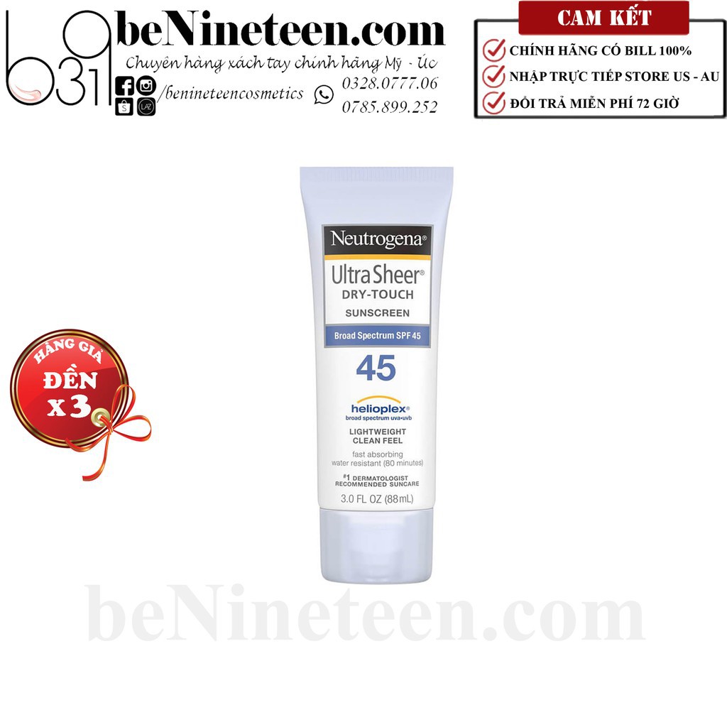 [AUTH CHUẨN MỸ] [SALE OFF 50%] Kem Chống Nắng Toàn Thân Neutrogena Ultra Sheer Dry-Touch Sunscreen SPF 45 [BeNineteen]