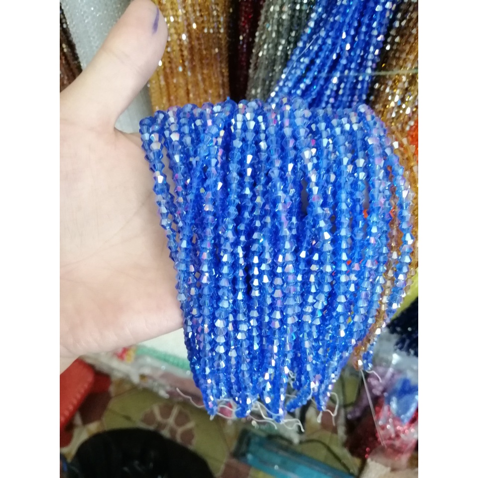 1 Dây Pha Lê đá hình chóp Nón (thoi) 3mm làm vòng tay, DIY