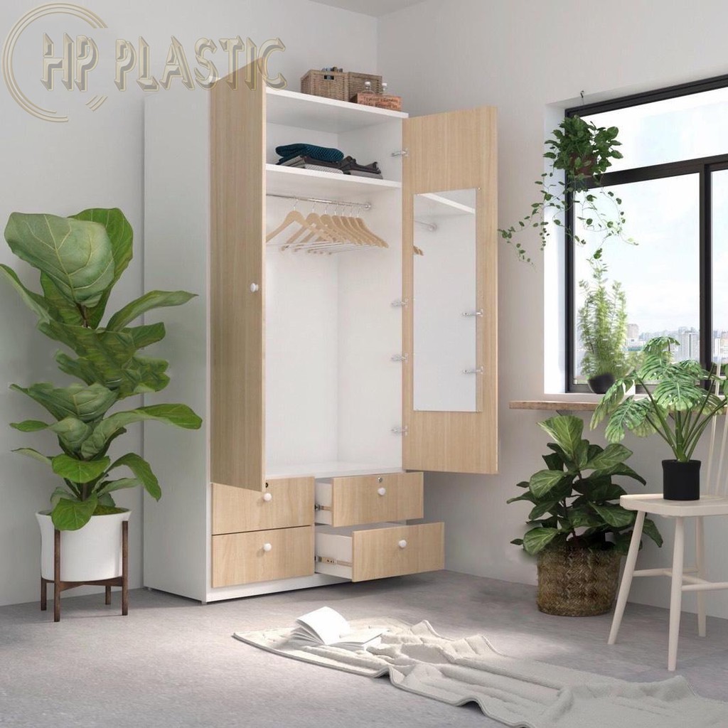 Tủ nhựa Đài Loan cao cấp 2 cánh 4 ngăn | Làm theo yêu cầu | HPplastic - 2C001