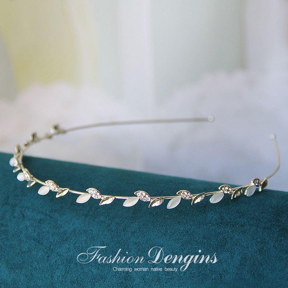 Băng Đô Cài Tóc Đính Đá Opal Mỏng Dễ Thương Ngọt Ngào WMES15H Cho Nữ|Băng Đô Bện Sợi Mùa Xuân