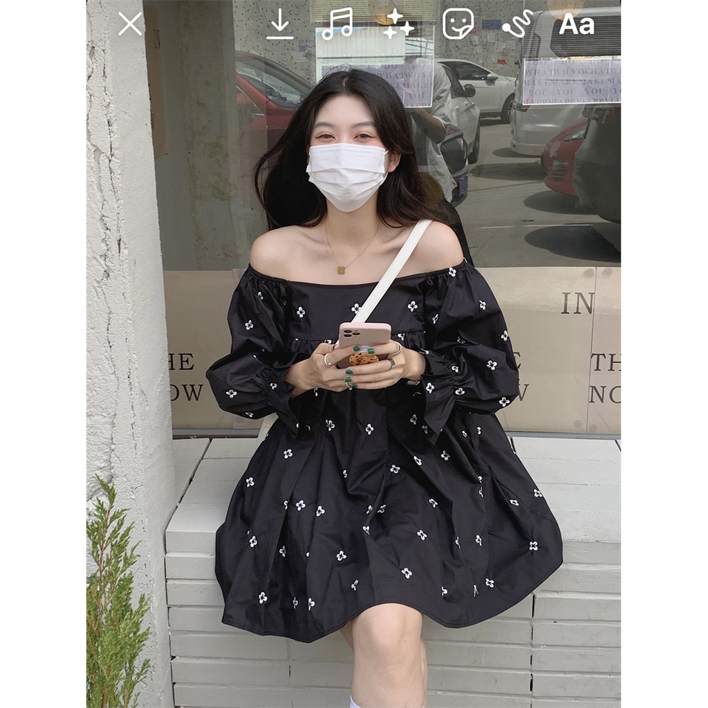 Đầm  hoa thêu babydoll Korea