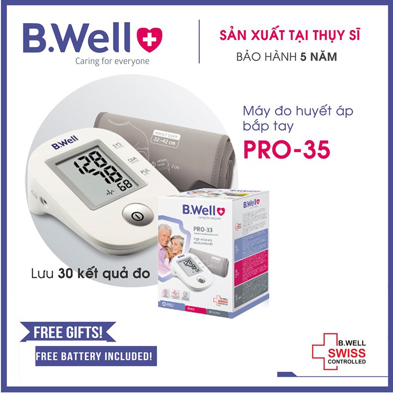 Máy Đo Huyết Áp Bắp Tay B.Well Swiss Pro 35 - Bảo Hành 5 Năm (1 đổi 1)