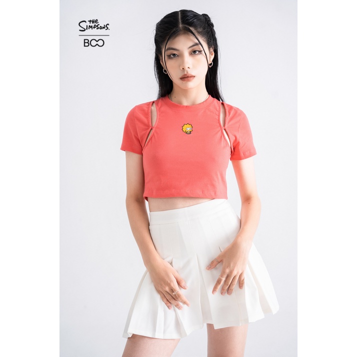 Áo Thun BOO Croptop Nữ Thêu Logo The Simpsons Phối Cắt Out BZL