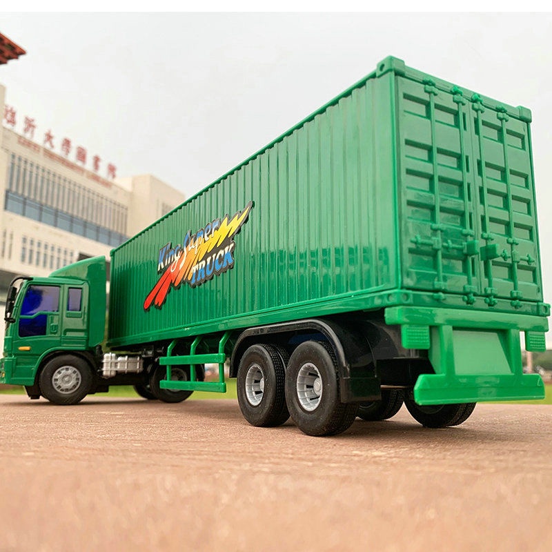 ☽▤Mô hình xe container dài quán tính lớn chuyển phát nhanh kỹ thuật tải đồ chơi trẻ em trang trí