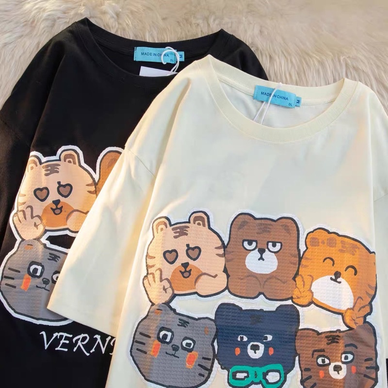 Áo phông in nổi MÈO VERNICHTEN áo thun Unisex form rộng tay lỡ HT Fashion