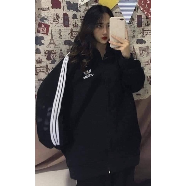 Áo khoác adidas Áo khoác nỉ unisex form rộng_ÁO khoá nỉ Adidas SIÊU HOT viền kẻ