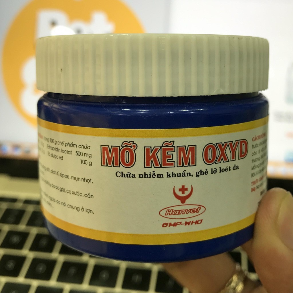 Mỡ kẽm OXYD chữa nhiễm khuẩn ghẻ lở loét da Hanvet 100g cho chó mèo lợn trâu bò