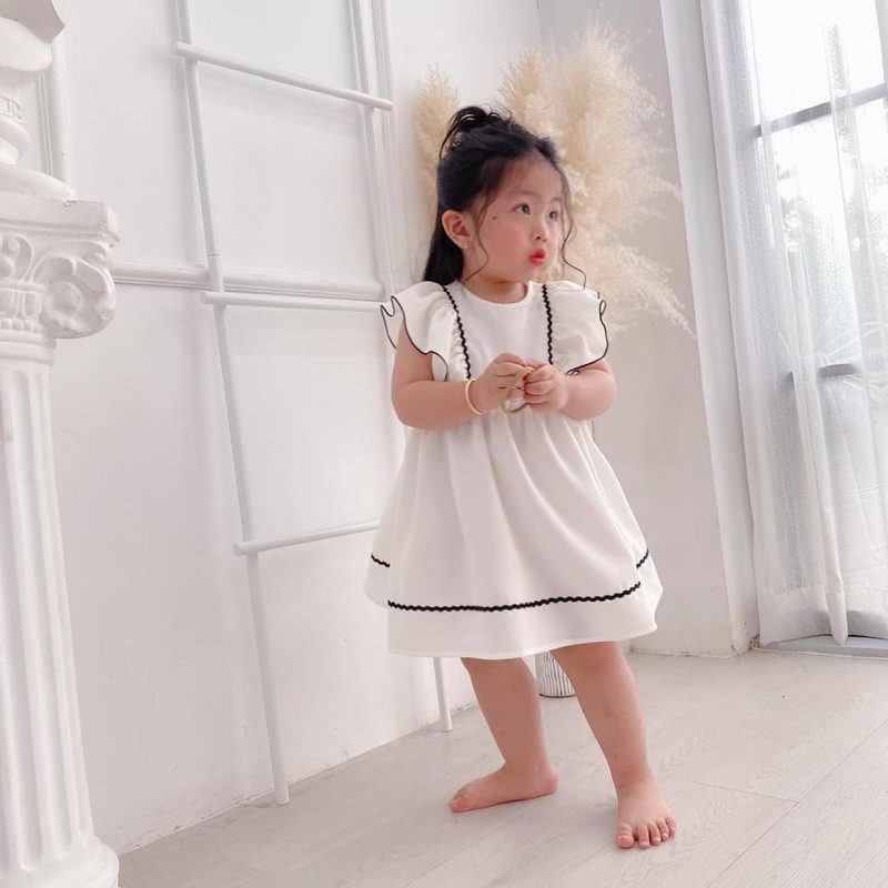 Đầm bé gái- Đầm công chúa thiết kế cánh tiên cao cấp màu trắng- Meotaykids