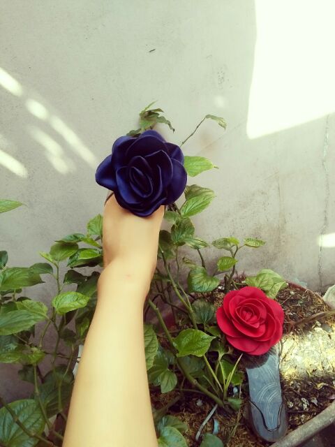 Giày nhựa hoa hồng vải lụa, , )