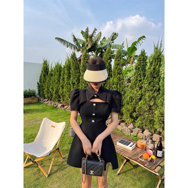 Set đầm đi tiệc Hana (có bigsize ) hai dây phối khoác sơmi cutout ❤️