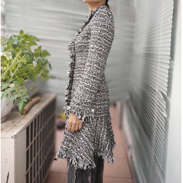 Áo khoác Măng tô Dạ Tweed Hàn second-hand, áo mangto, Trench coat- Đồ Si Bon MT4