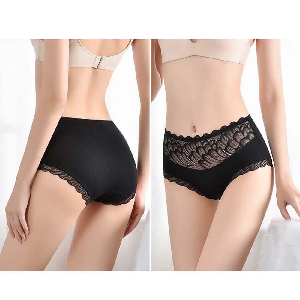 Quần Lót Cotton Phối Ren Không Đường May Thoáng Khí Màu Sắc Đơn Giản