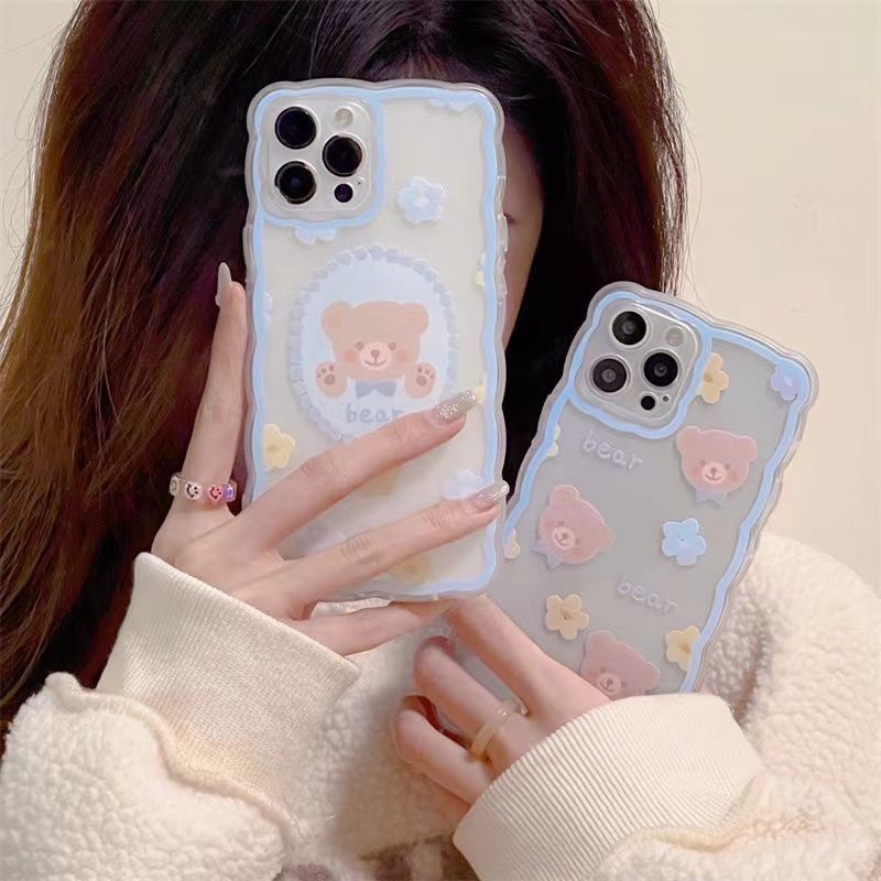 Ốp Điện Thoại Trong Suốt Hình Gấu Dễ Thương Cho iPhone 13/12 Pro Max/11/ XS/ XR/ X/ 8/ 7/ 6/6s Plus Mini