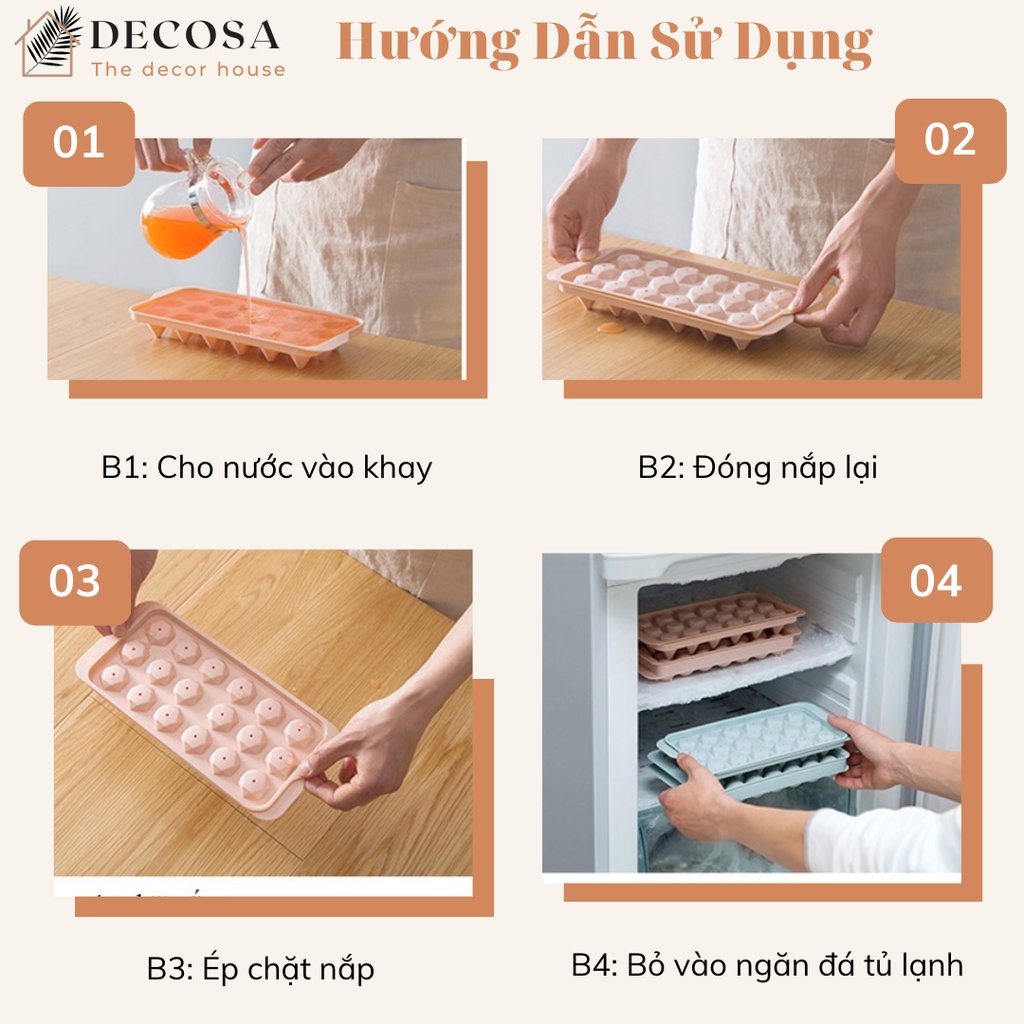 Khay đựng nước đá có nắp đậy tạo hình DECOSA