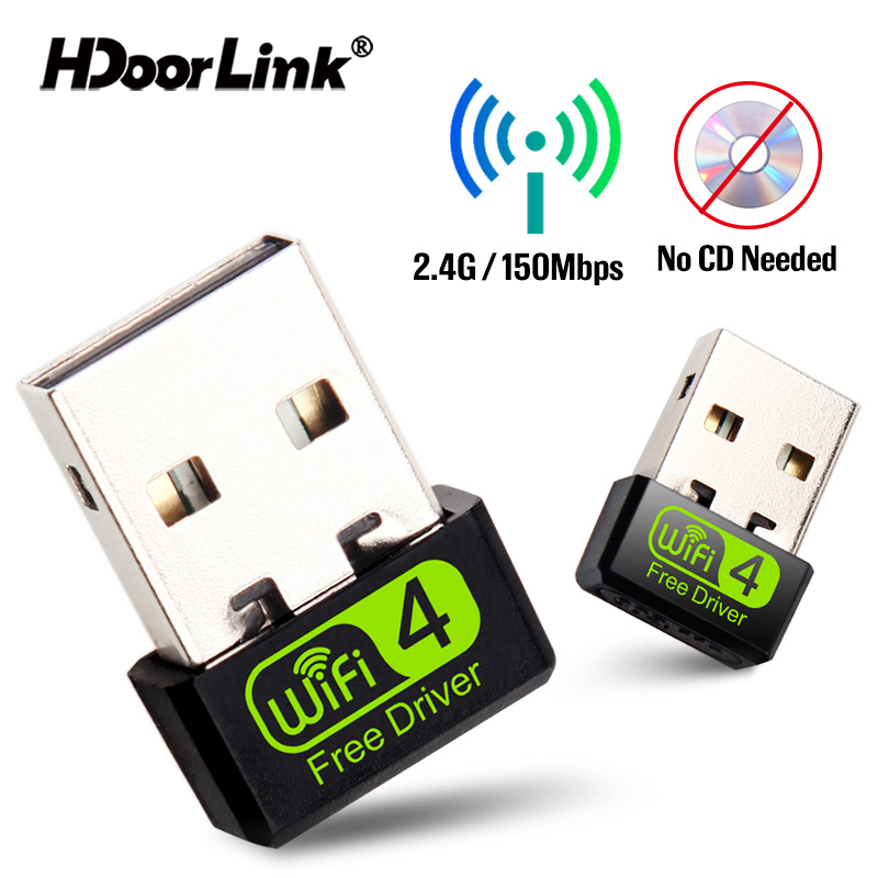 Đầu chuyển đổi WiFi HdoorLink mini không dây USB 2.0 thu phát mạng thẻ 2.4G 150Mbps cho máy tính xách tay Dongle