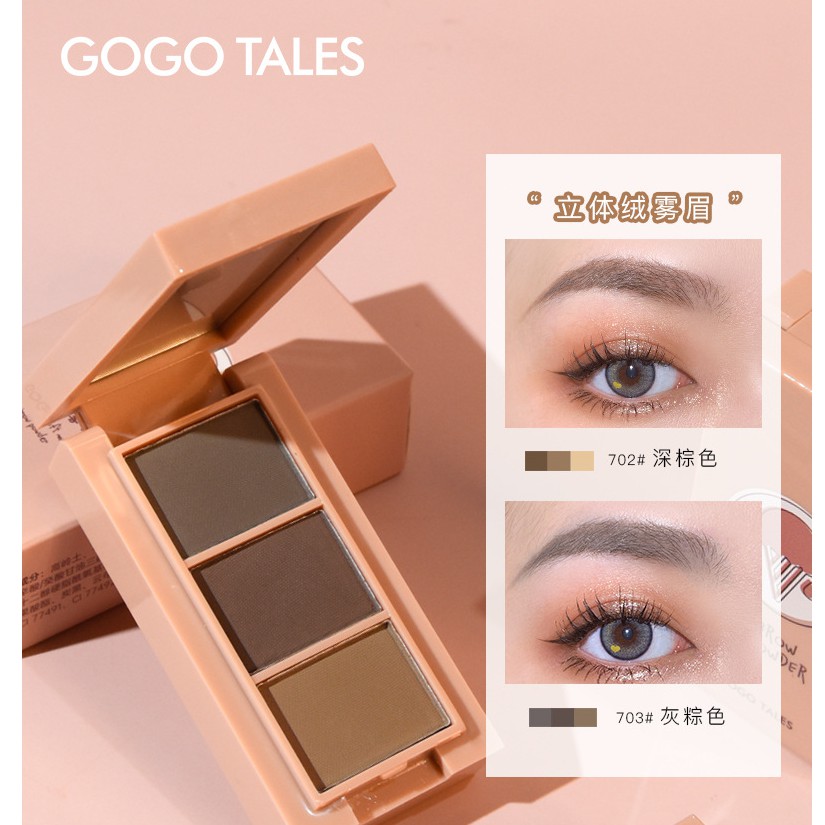 [Hàng mới về] Phấn Kẻ Mày Gogo Tales 3 Màu Ba Chiều Tự Nhiên Chống Thấm Nước Và Mồ Hôi Không Dễ Phai kèm cọ mini  Nội Địa Trung | BigBuy360 - bigbuy360.vn