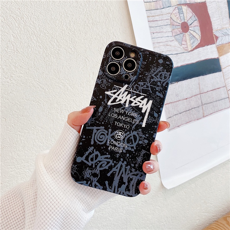 STUSSY Hoạt Hình Ốp Điện Thoại Mềm Hình graffiti Cho iphone15 15pro 15promax 14promax 14 14pro 13 13pro 13promax 12 12pro 12promax 11