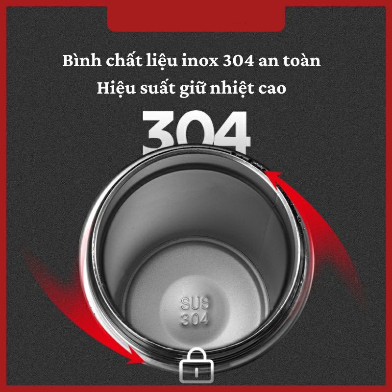 Bình giữ nhiệt inox 304 cao cấp C90,Bình nước giữ nhiệt nóng và lạnh có dây đeo và lưới lọc