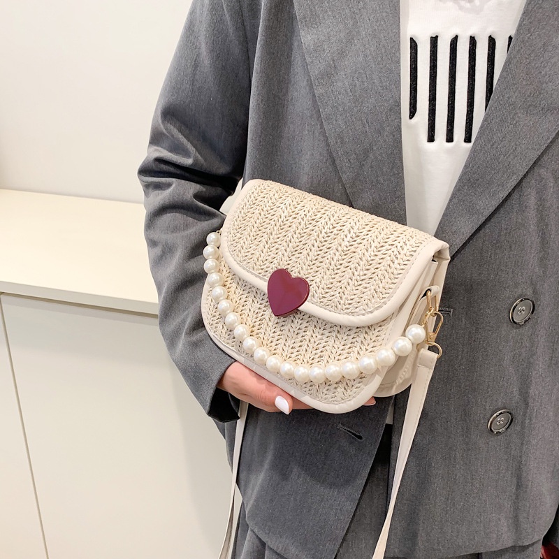 Túi Xách JASMIN NOIR Đan Rơm Đính Ngọc Trai Giả Thời Trang Dành Cho Nữ