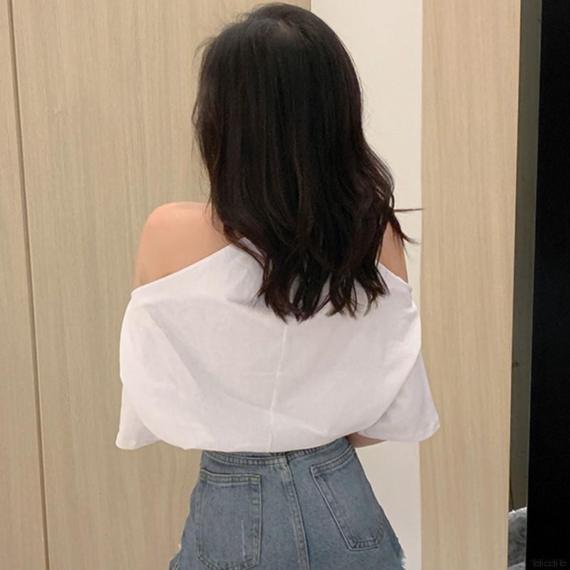 Áo thun nữ trễ vai quyến rũ phong cách Hàn Quốc