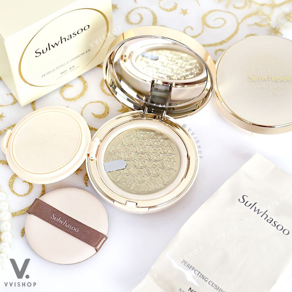 Phấn Nước Sulwhasoo Perfecting Cushion Ex SPF 50+/PA+++ - Kèm Lõi Thay Thế 15g, Cho Lớp Nền Lâu Trôi