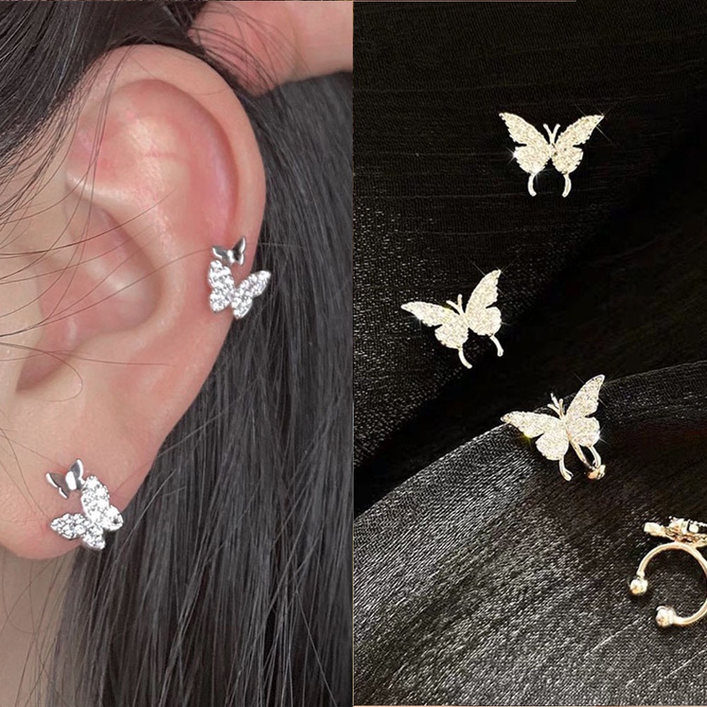 Khuyên kẹp tai hình bướm đính đá sang trọng phong cách Hàn Quốc cho nữ 86