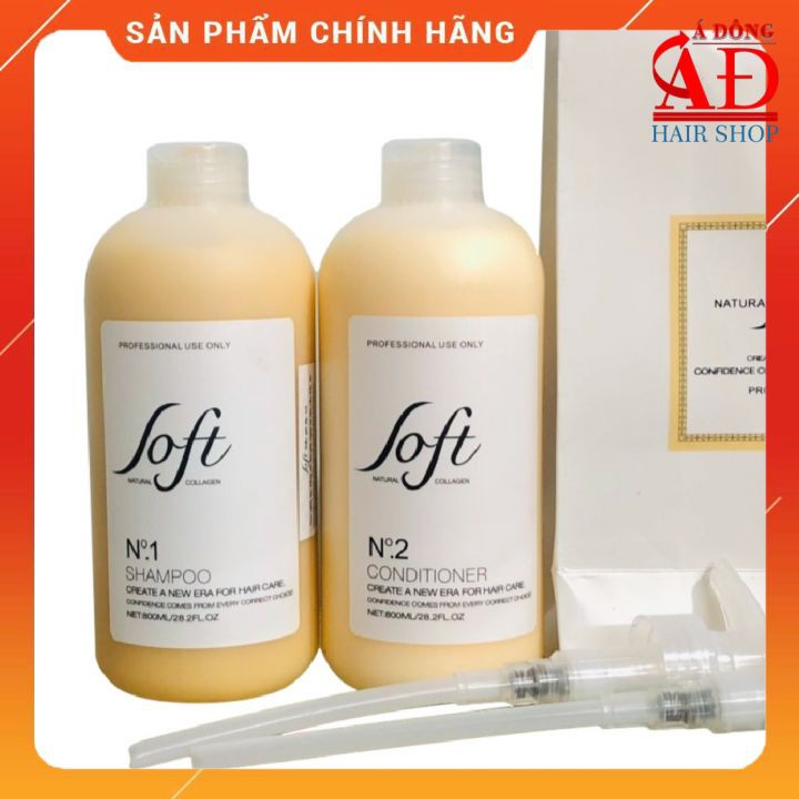 [Chính hãng][New] Bộ dầu gội xả SOFT Nature Collagen chuyên cho tóc Gầu Nấm, Xù, Gãy Ngọn, Tái Tạo Cấu Trúc Tóc 800mlx2