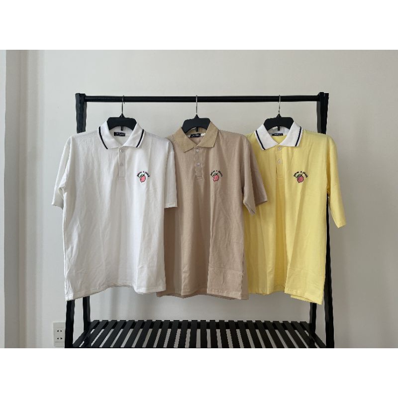 Áo polo Full size % Hình Thật B'teen TRÁI ĐÀO TAY LỠ UNISEX THÊU YOURE A PEACH