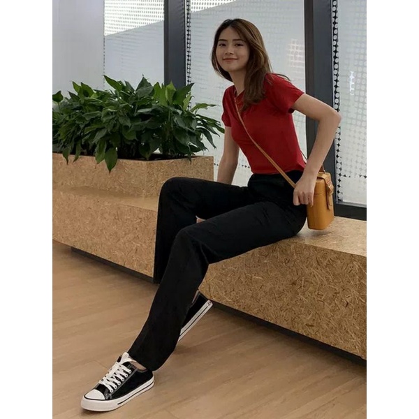 Quần tây ống rộng . Quần vải nữ xuông lưng cao culottes dài 100cm