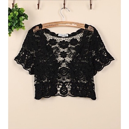 Áo khoác cardigan phối ren tay ngắn phong cách thời trang cho nữ 2015 | BigBuy360 - bigbuy360.vn